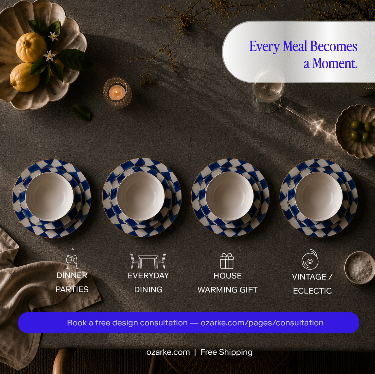 Royal Blue Plate Set