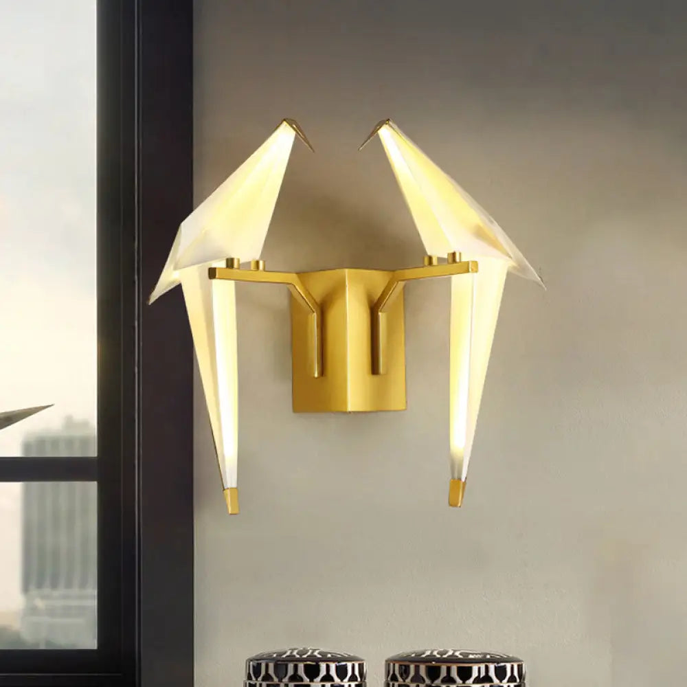 DecorBites™ 1/2-Light Dining Room Sconce with Birdie Plastic Shade: Modernist White Wall Lamp in Warm/White Light