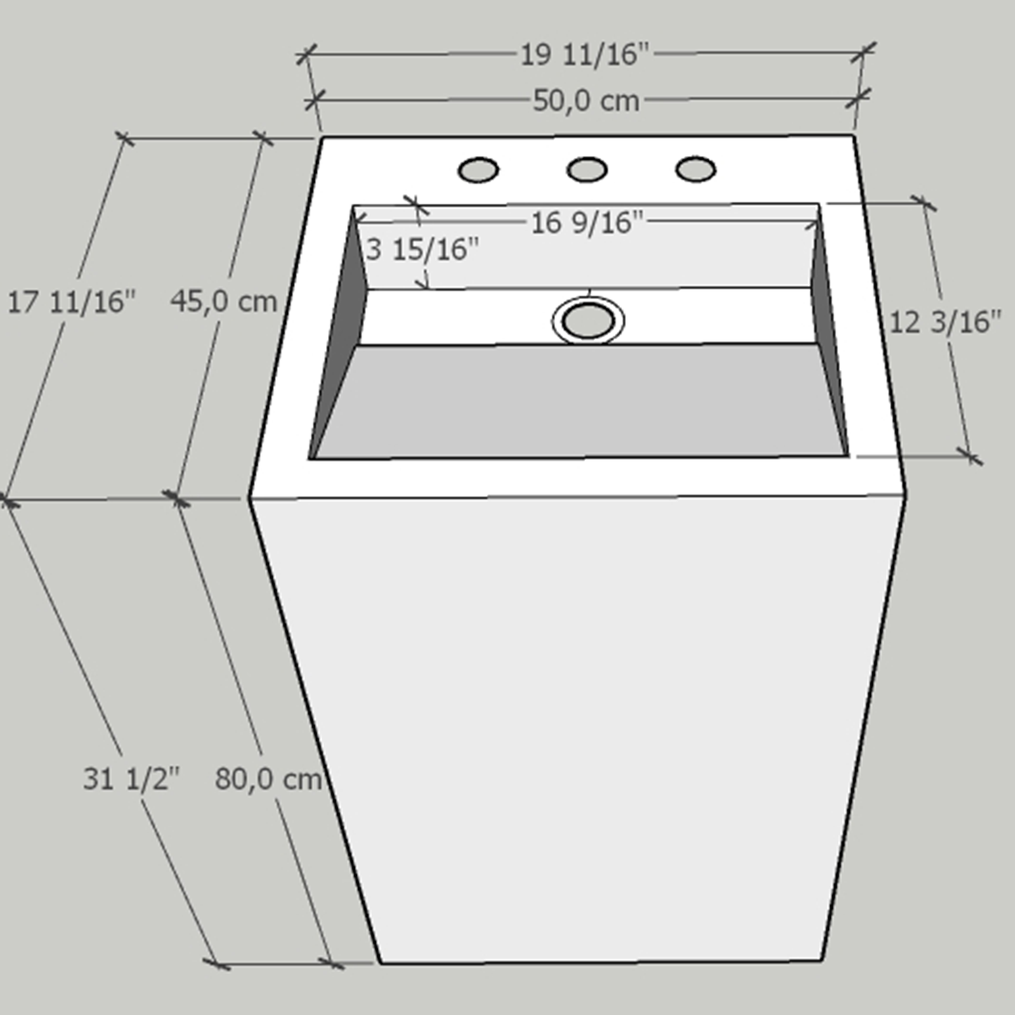Custom Handcrafted Pedestal Porcelain Sink, Freestanding Blue Porcelain Integrated Sink, Bathroom Sink, Powder Room Sink, Marble Look Sink (ES-170)