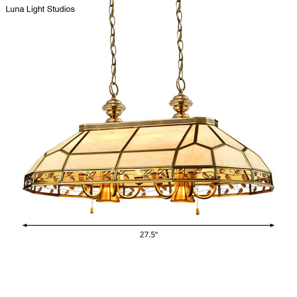 DecorBites™ 12 Bulbs Faceted Colonial Gold Island Lighting with Frosted Glass Suspension Lamp for Restaurants