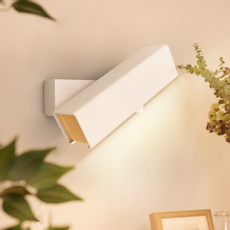 DecorBites™ Rotatable LED Sconce Lamp: Modern Aluminum Wall Mounted Lighting in Warm/White Light - Black/White-Wood Finish