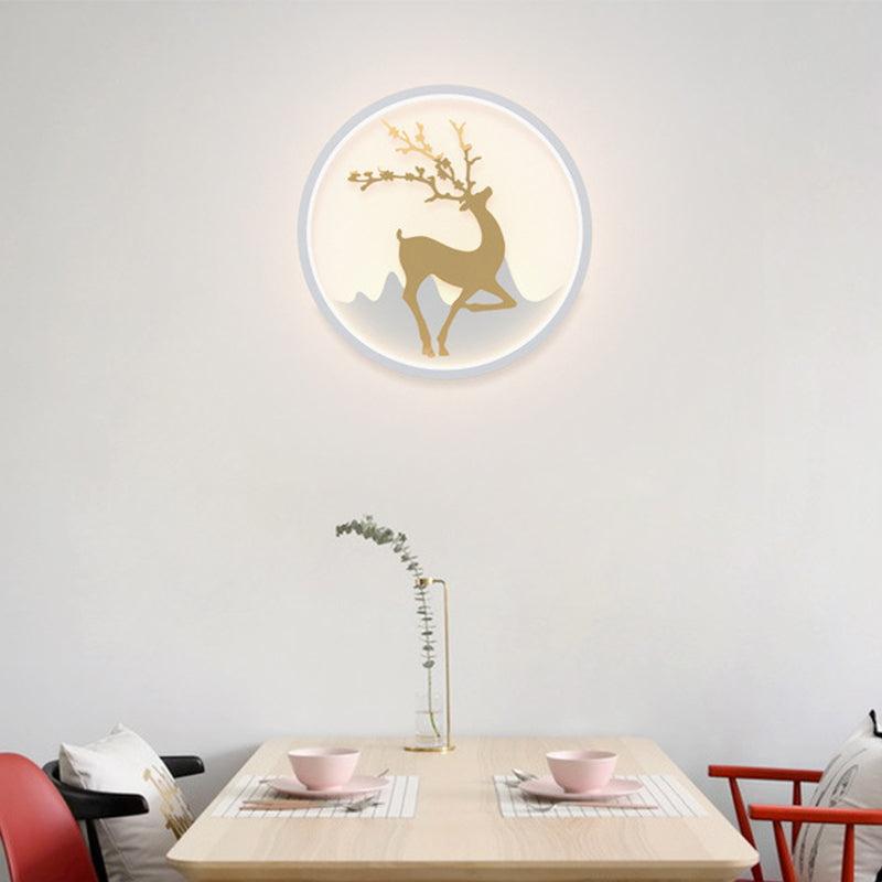 DecorBites™ Nordic Metallic Black/White-Gold LED Circle Wall Sconce Light: Warm/White Glow for Bedroom