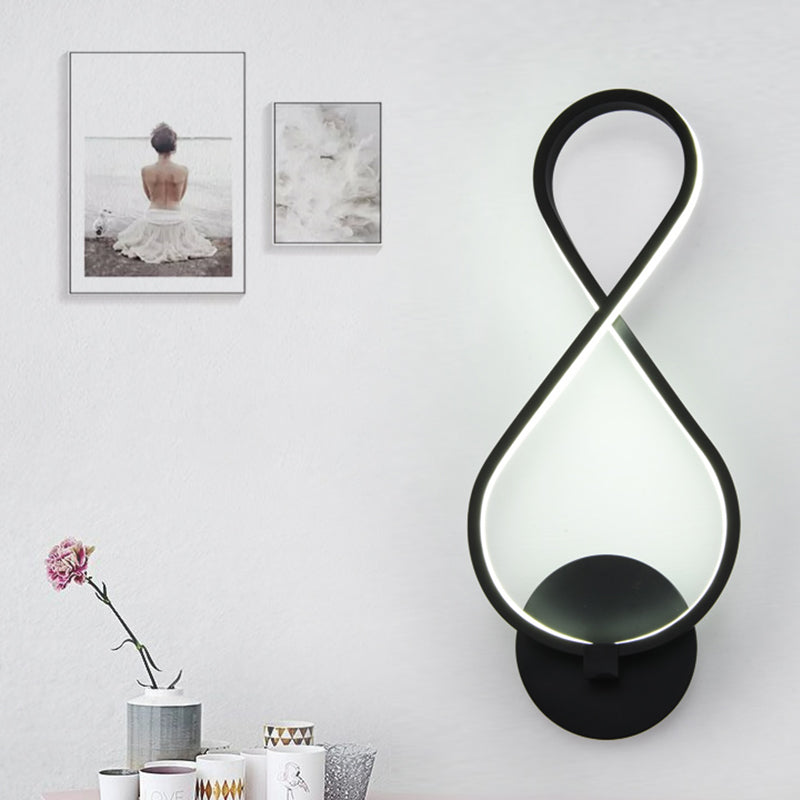DecorBites™ 8-Shaped LED Sconce Light Fixture - Black, Stylish Acrylic Wall Lighting with Neutral/Warm/White Light