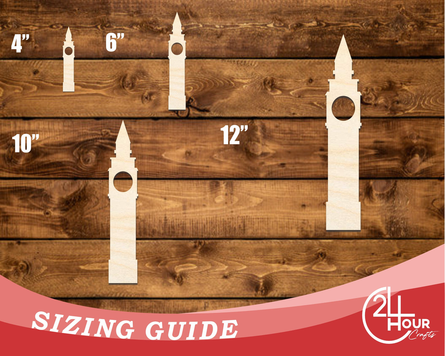 Unfinished Wood Big Ben Shape | DIY Craft Cutout | up to 46" DIY