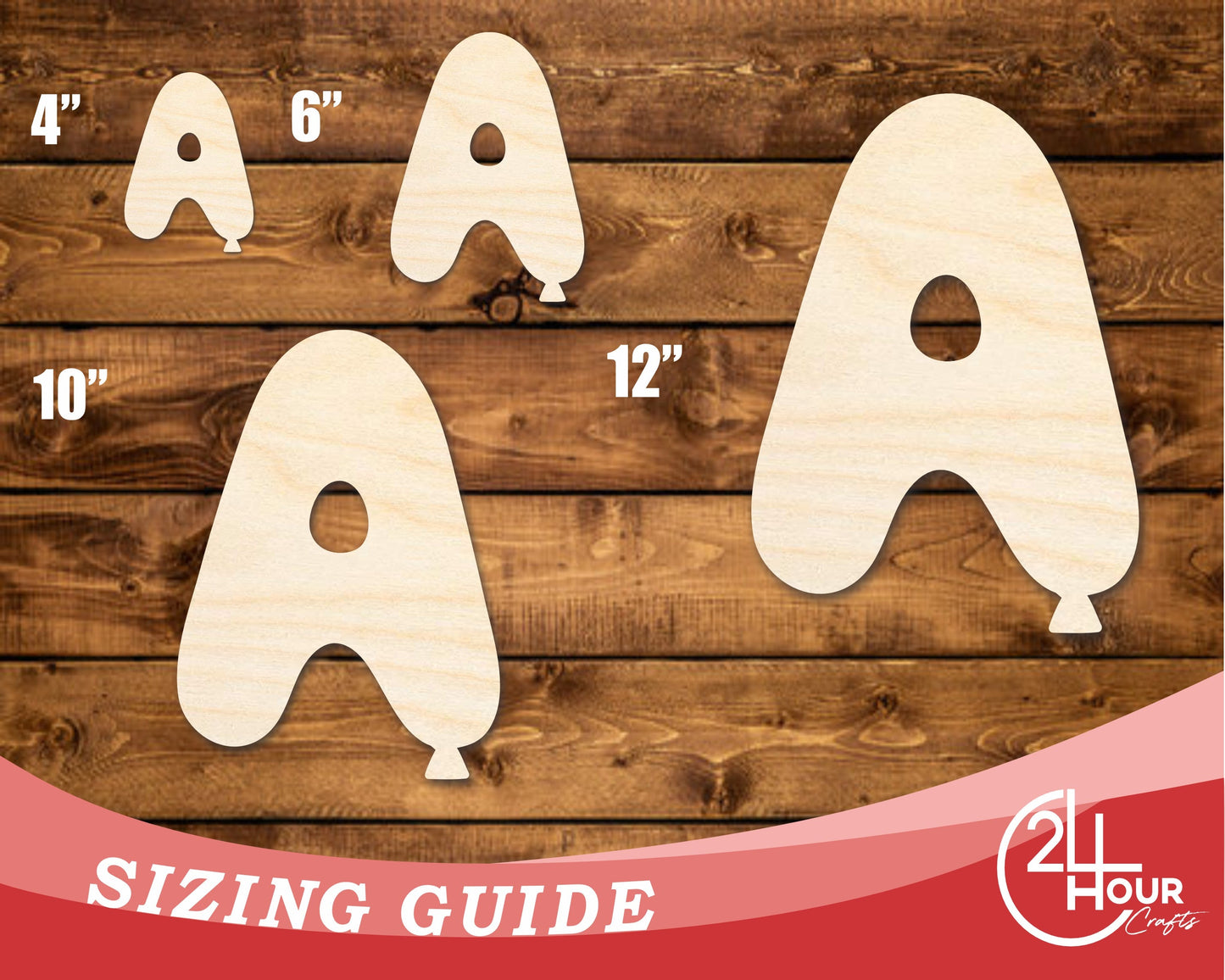 Unfinished Wood Balloon Letter A Shape | DIY Craft Cutout | up to 46" DIY