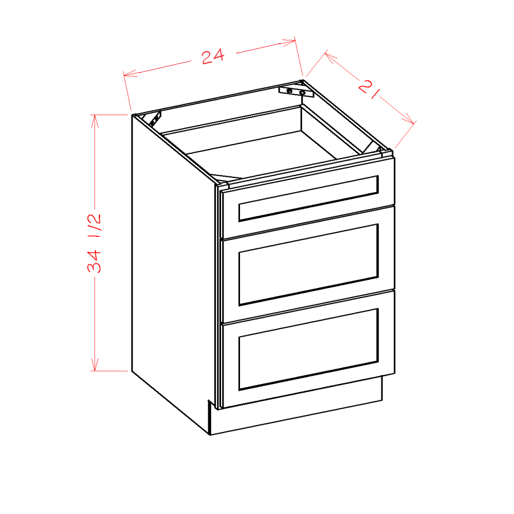 24 Inch Greige Stained Bathroom Vanity Drawer Base