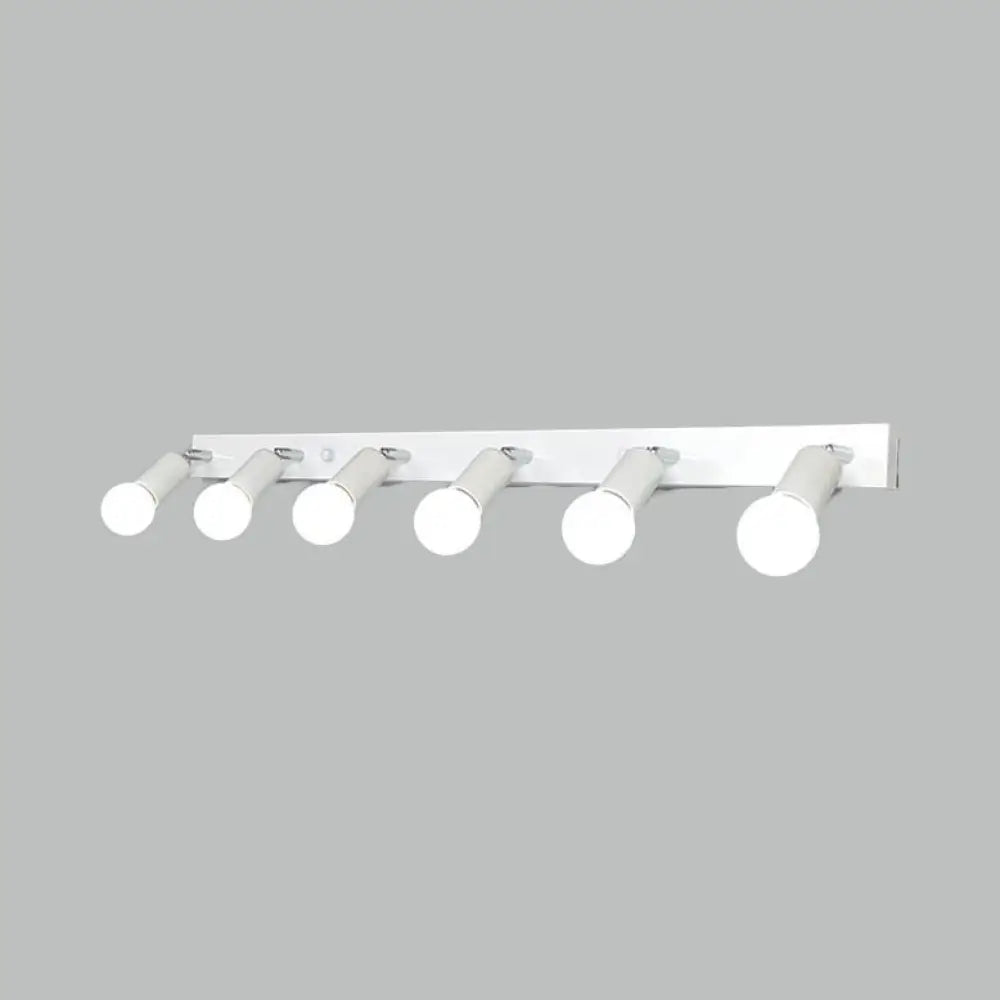DecorBites™ 3/4-Head Bedroom Vanity Wall Sconce in Simple Metal Finish with Exposed Bulb - Black/White