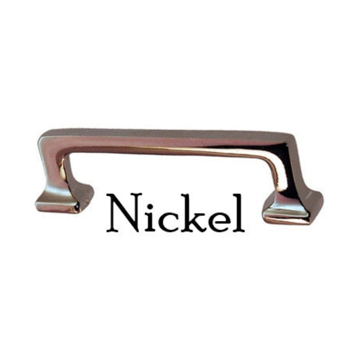 Small Mission Style Handle Solid Brass with Straight Lines & Square Bases Available in Brass, Nickel, and Oil Rubbed Bronze
