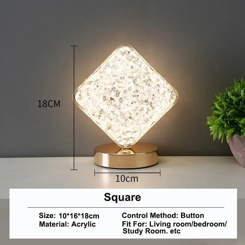 Golden crystalline crescent moon touch dimming night light bedroom