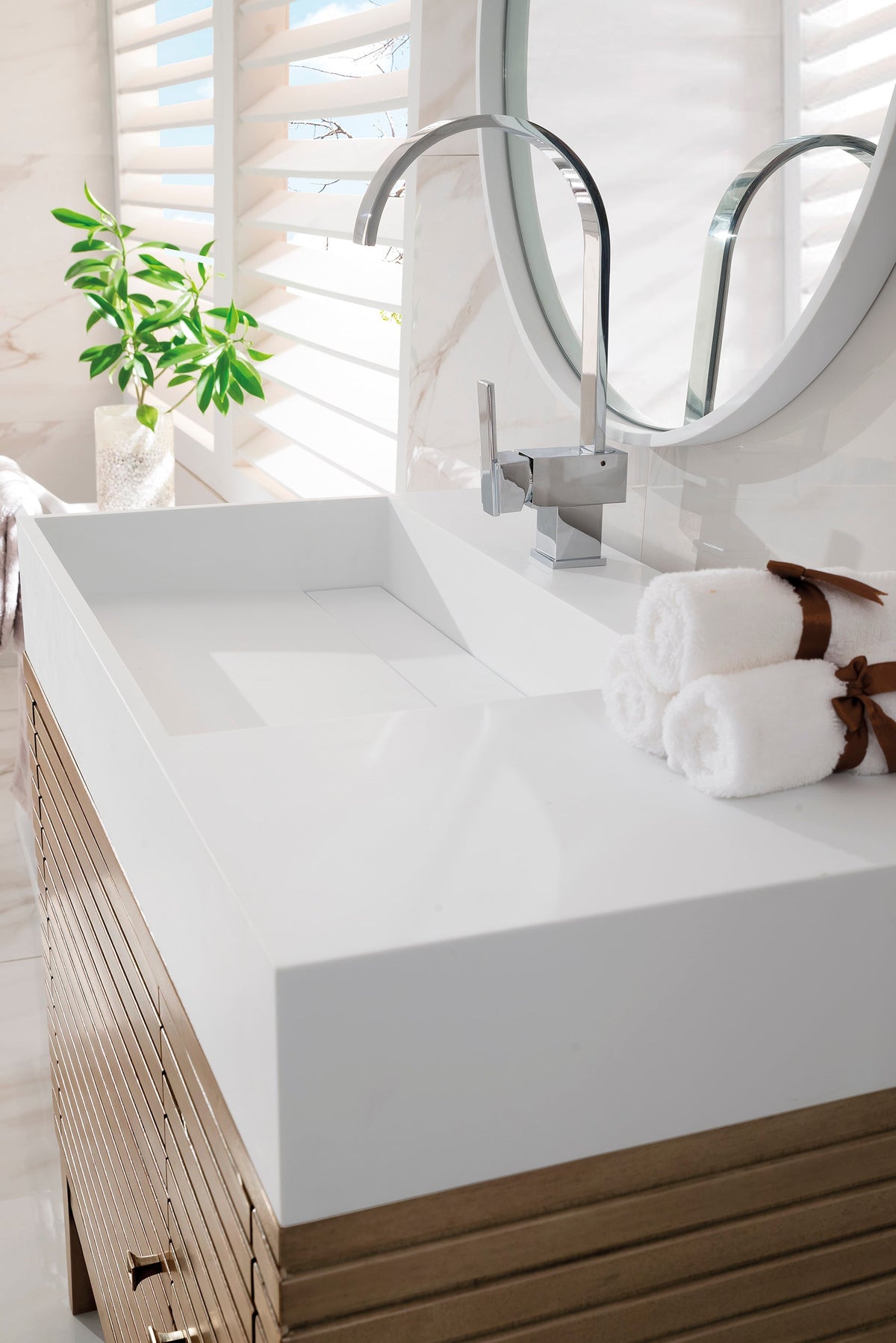 James Martin Linear 36" Single Bathroom Vanity, Whitewashed Walnut