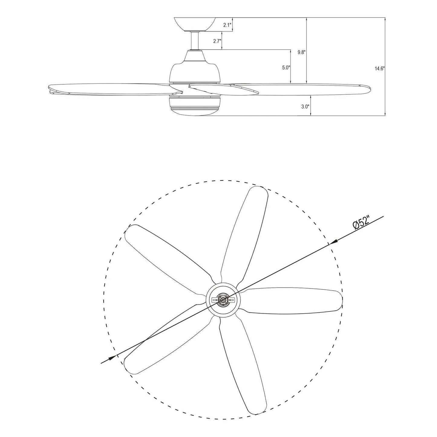 52" Dicken Farmhouse Downrod Mount Reversible Ceiling Fan with Lighting and Remote Control
