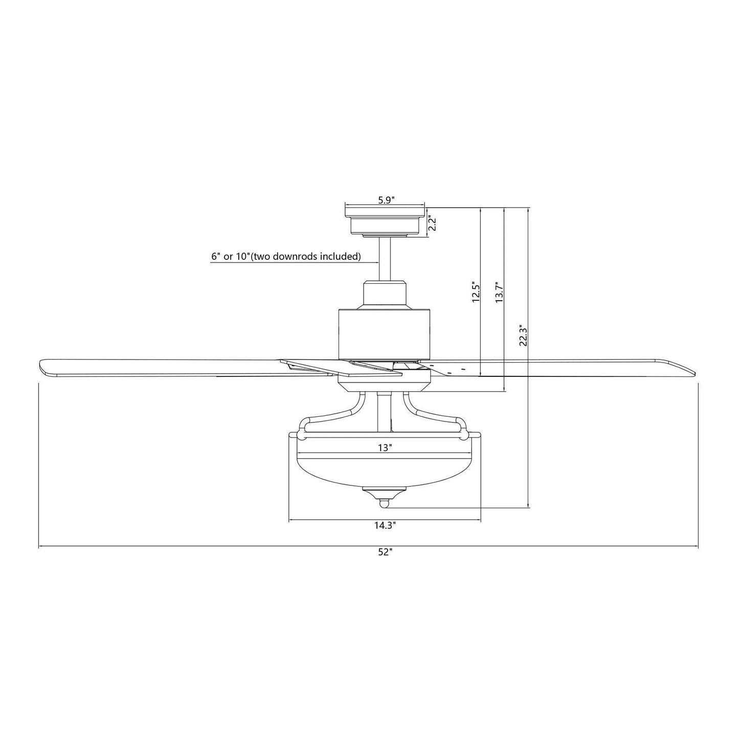52" Mumbai Industrial Downrod Mount Reversible Ceiling Fan with Lighting and Remote Control