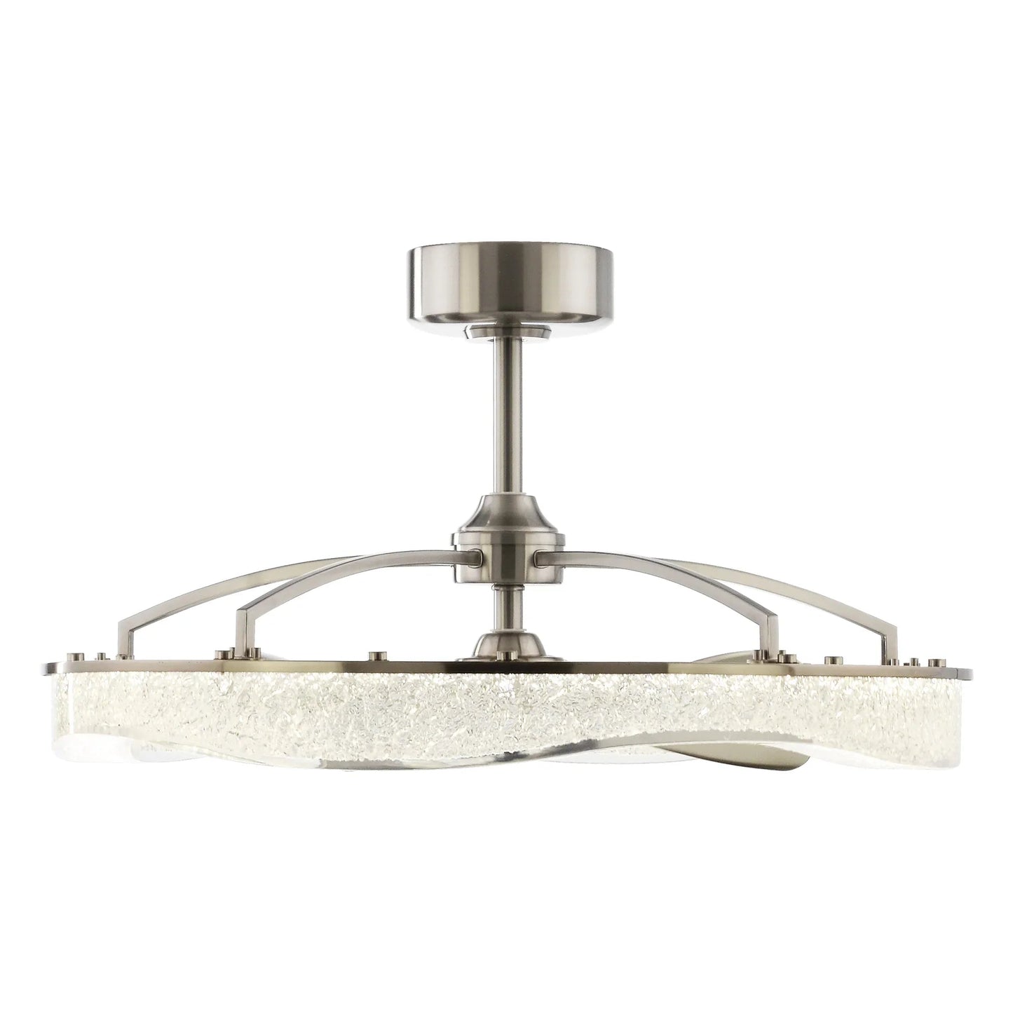Perimost 33 Inch Satin Nickel Downrod Mount Luxury Fandelier with Light and Remote Control