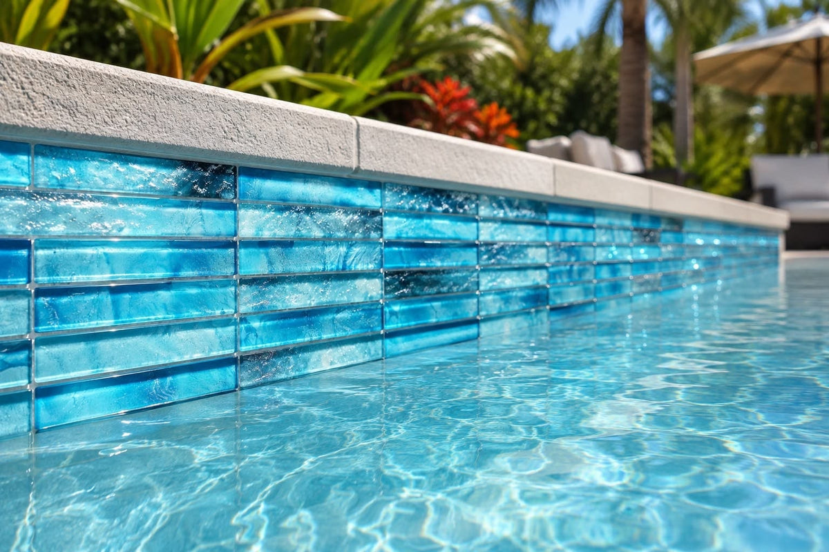 Santorini Teal Stacked 1x6 Glass Tile