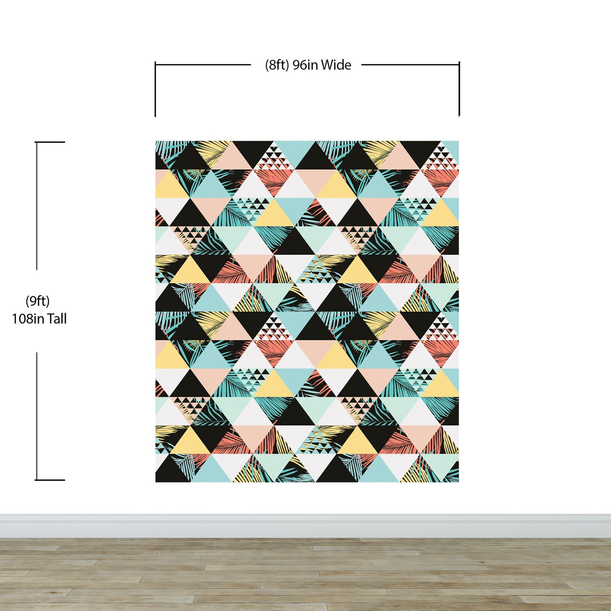 Triangle Geometric Abstract Palm Tree Leaves Pattern Wall Mural. #6431