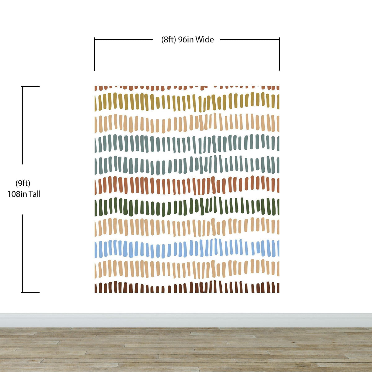 Minimalist Boho Wallpaper Peel and Stick Mural. Pastel Color Brush Strokes Stripes Pattern Design. #6568