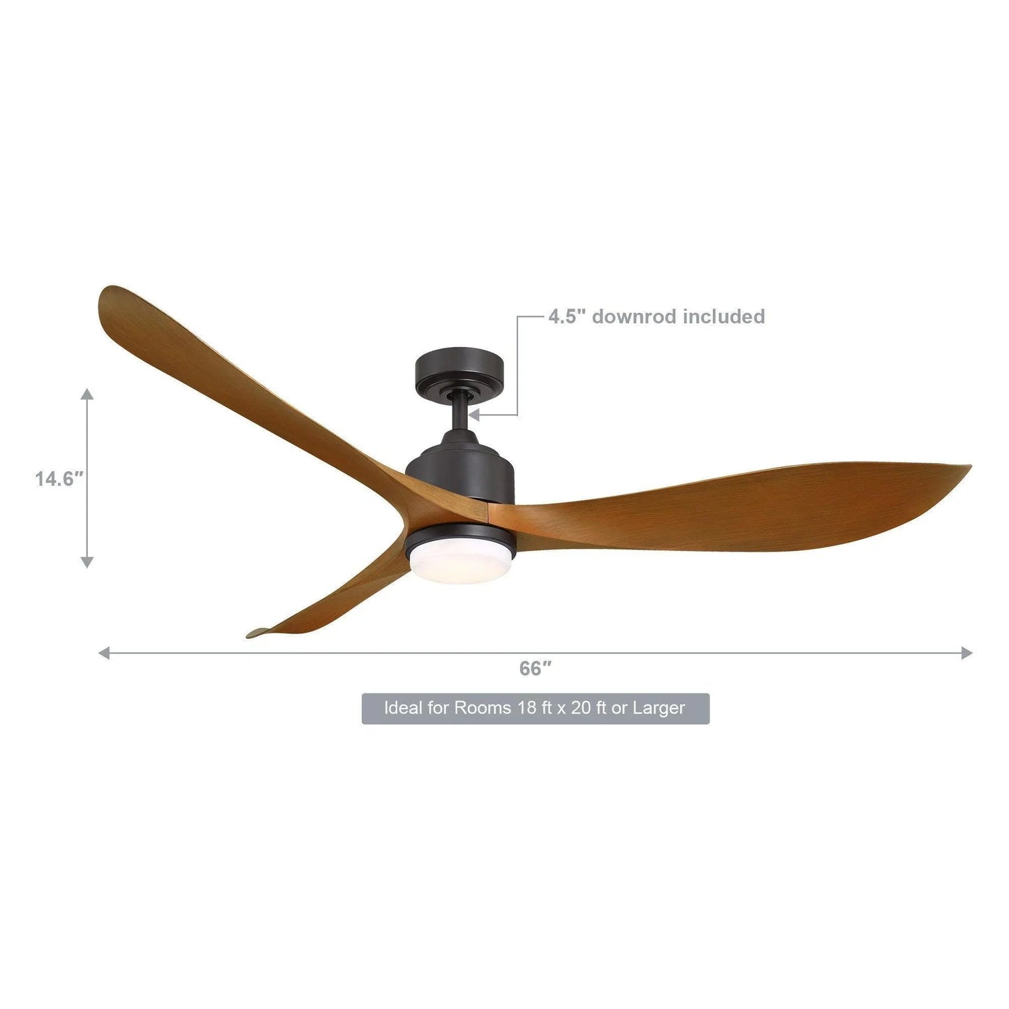 66'' Misael Propeller Integrated Led Indoor Modern Black Ceiling Fan with Remote And Light Kit Included