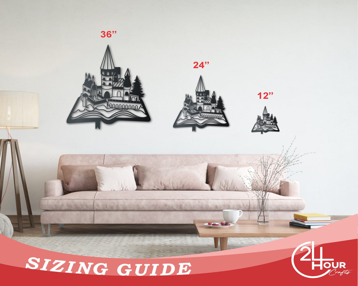 Metal Storybook Castle Wall Art | Indoor Outdoor | Up to 36" | Over 20 Color Options