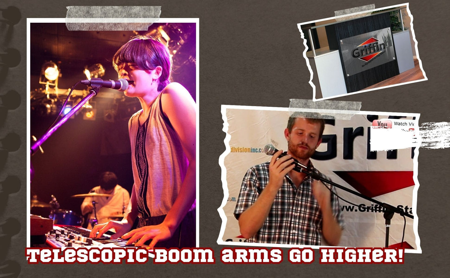GRIFFIN Microphone Boom Stand & Cardioid Wired Mic, XLR Cable, & Clip (Pack of 3) - Telescoping Arm Holder, Tripod Legs - Karaoke Vocal Singing Stage