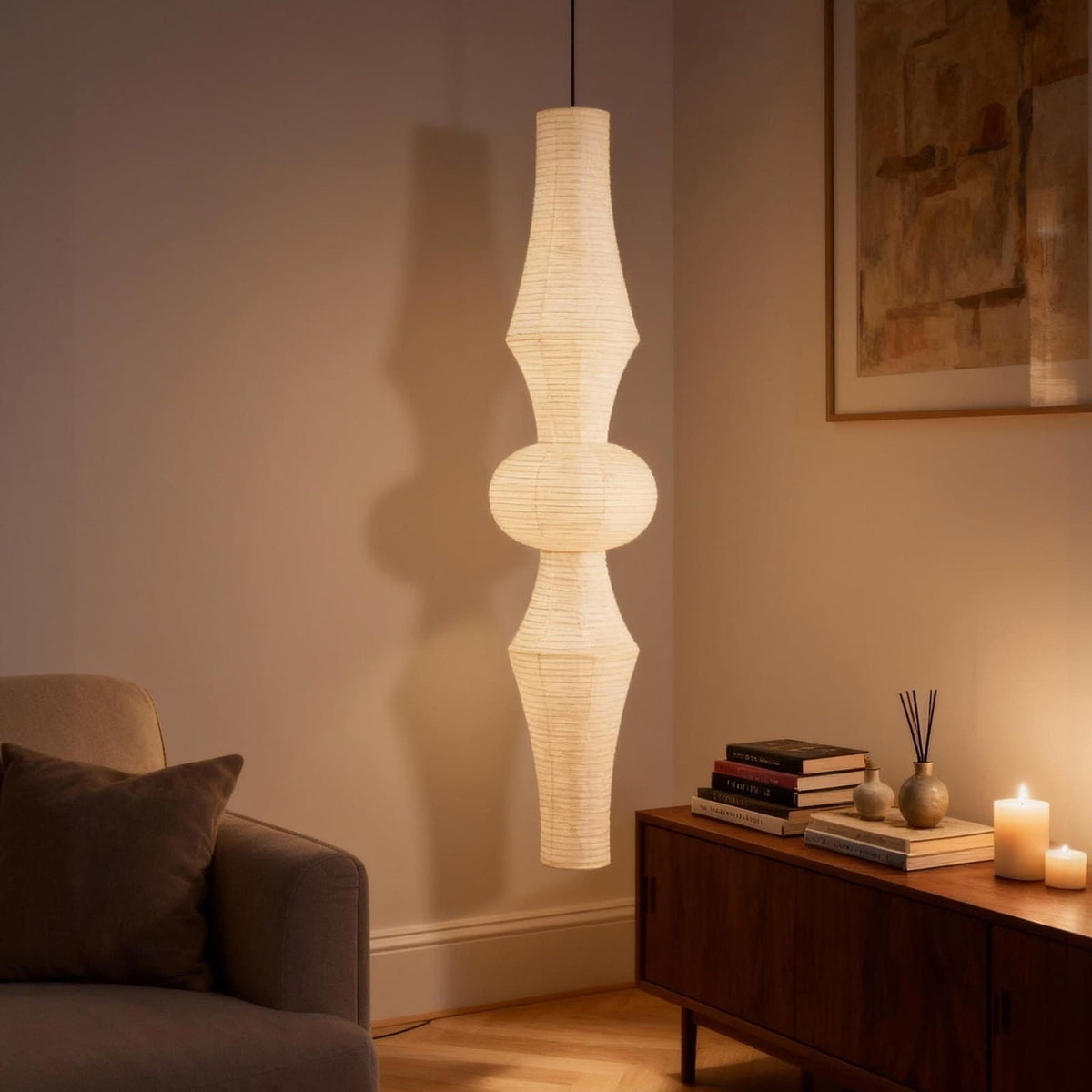 Washi Paper E Pendant Light