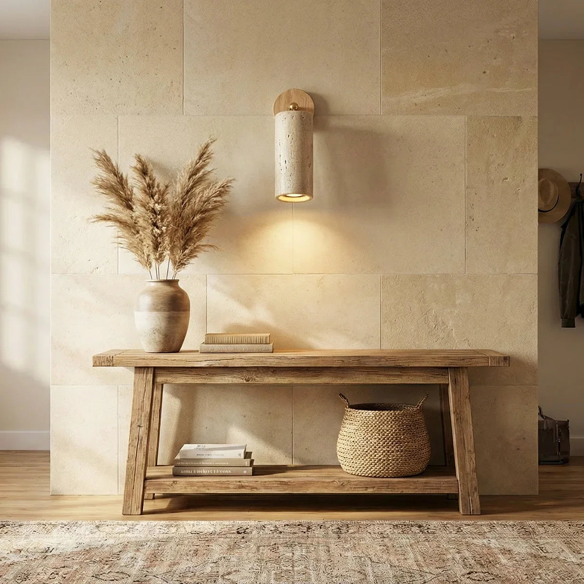 Avenelle Travertine Wood Wall Sconce