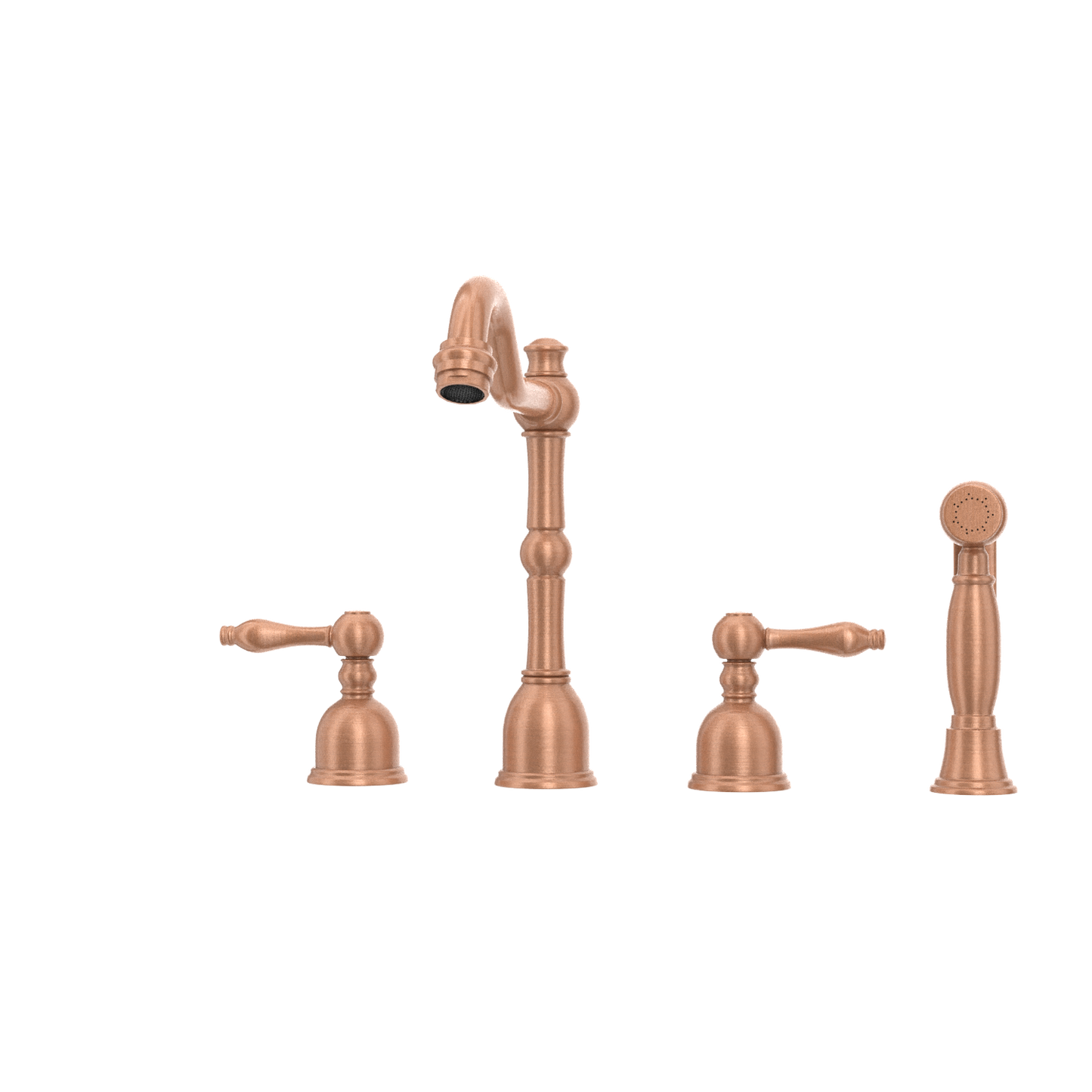 Two-Handles Copper Widespread Kitchen Faucet with Side Sprayer - AK96818C