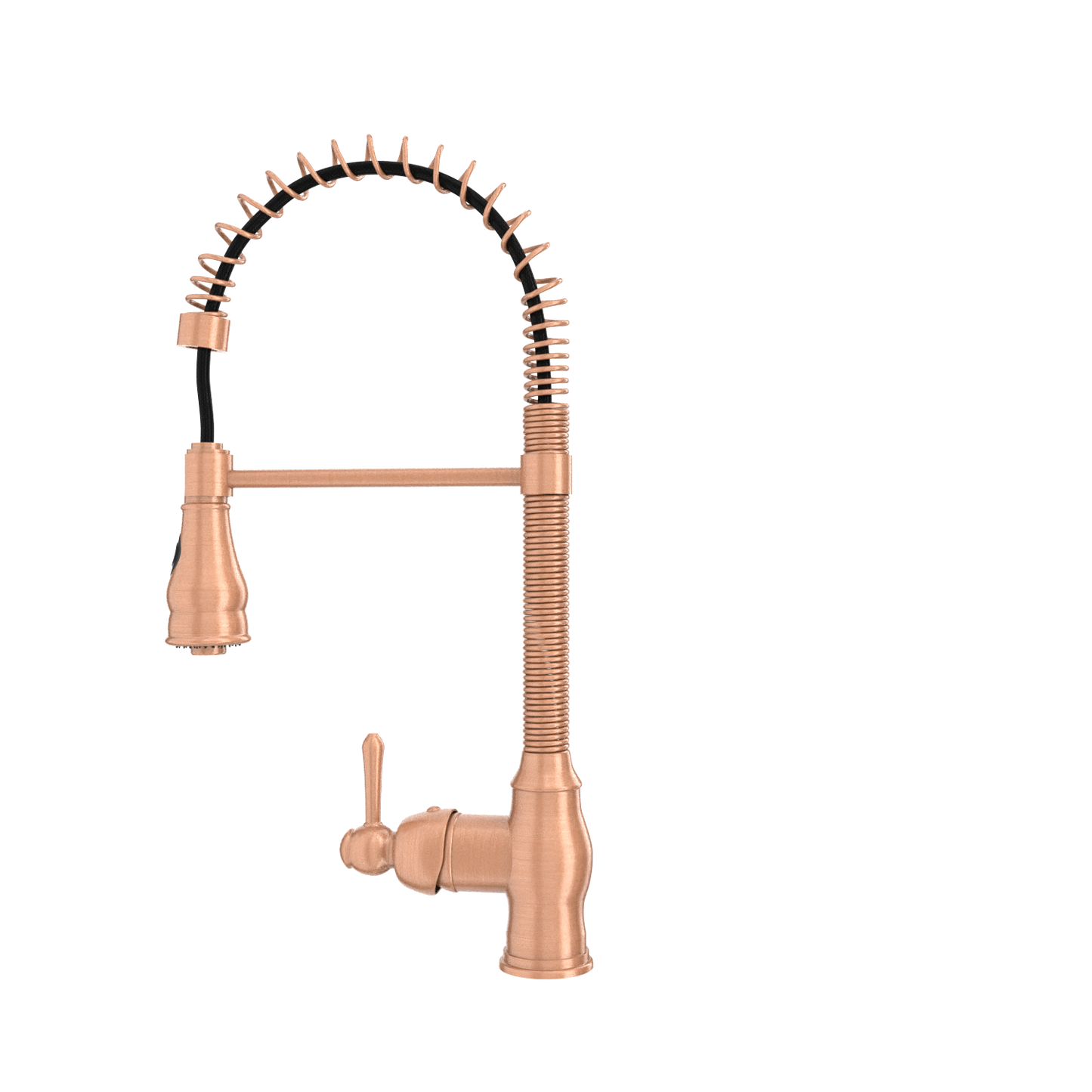 Copper Kitchen Faucet with Soap Dispenser, Single Handle Solid Brass High Arc Pull Down Sprayer Head Kitchen Sink Faucets with Deck Plate