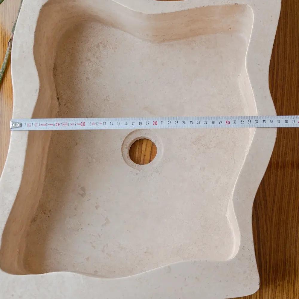 Natural Stone Beige Travertine Puzzle Vessel Sink 16x27.5 Inch