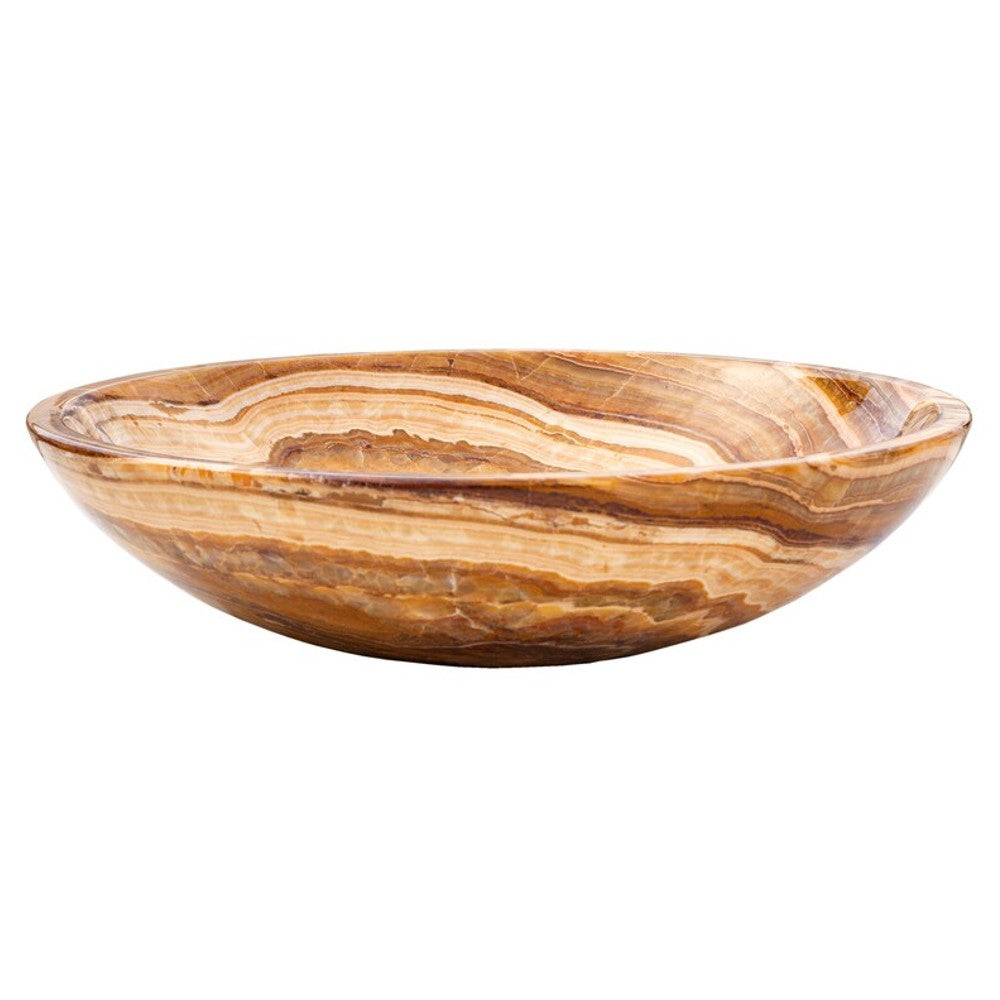 Brown Onyx Translucent Natural Stone Vessel Bowl Sink Polished (D)16" (H)4"