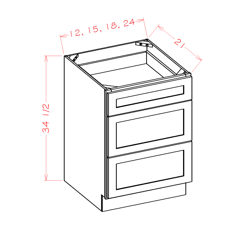 Greige Stained 24" Bathroom Vanity Drawer Base