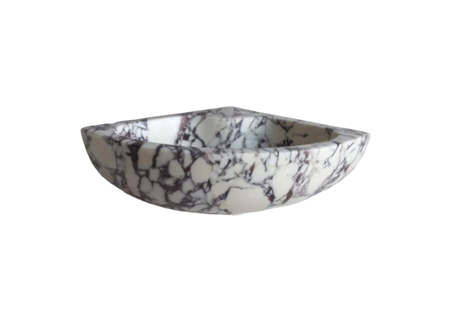 Calacatta Viola White Marble Wall-Mount Corner Vanity Sink 12x12