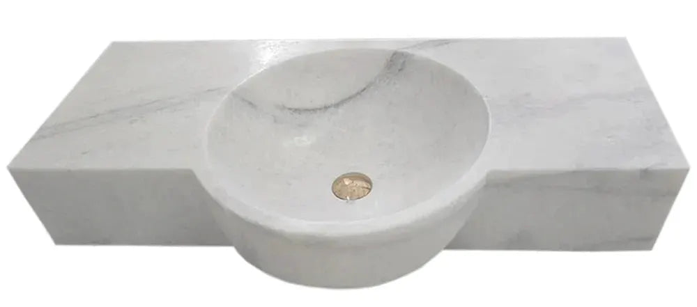 Luxury Wall Mount White Marble Above Vanity Sink 36 Inch