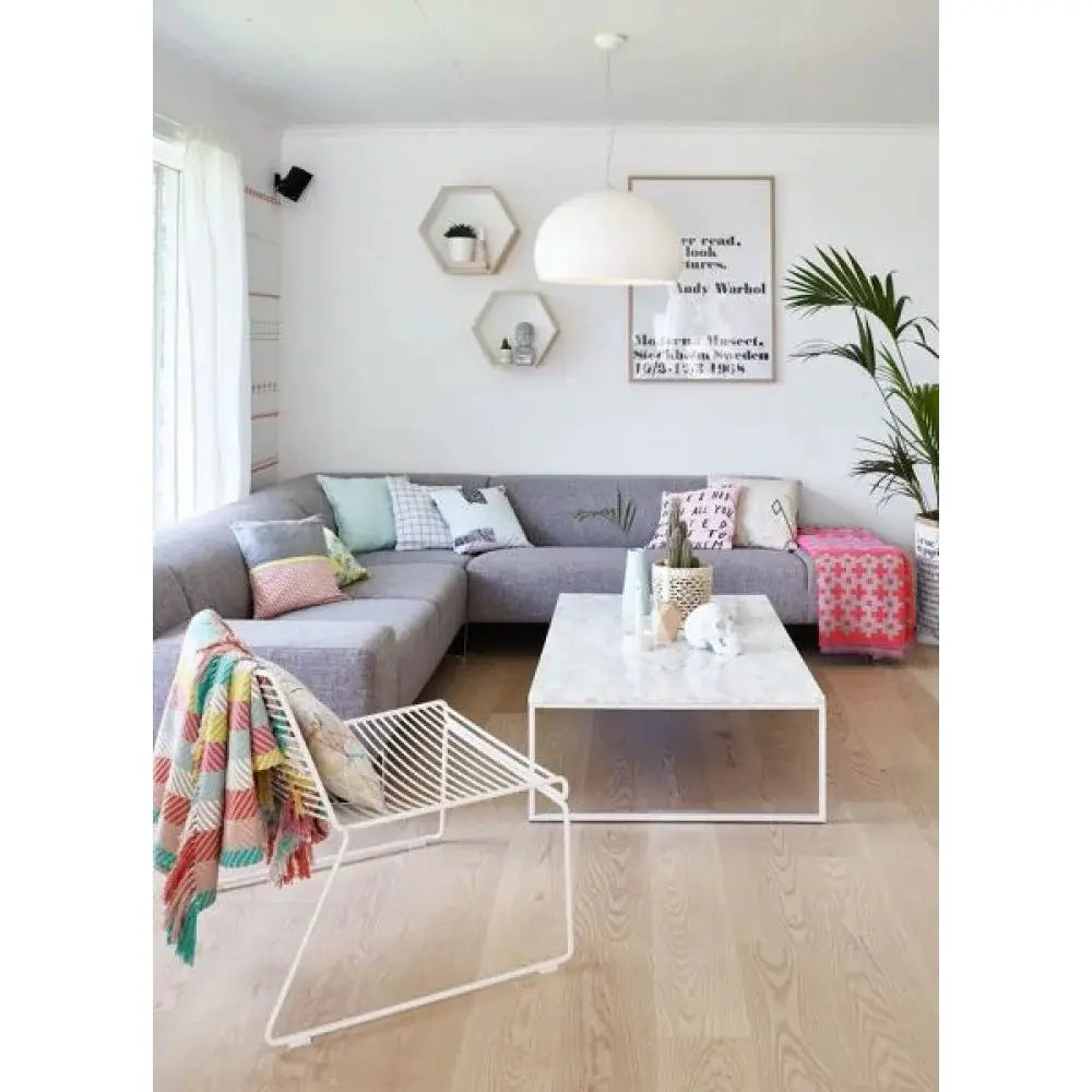 Carrara White Marble Rectangular Coffee Table with Metal Legs