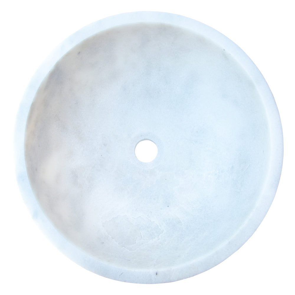 Carrara White Marble Round Vessel Sink - Polished Finish 16x6