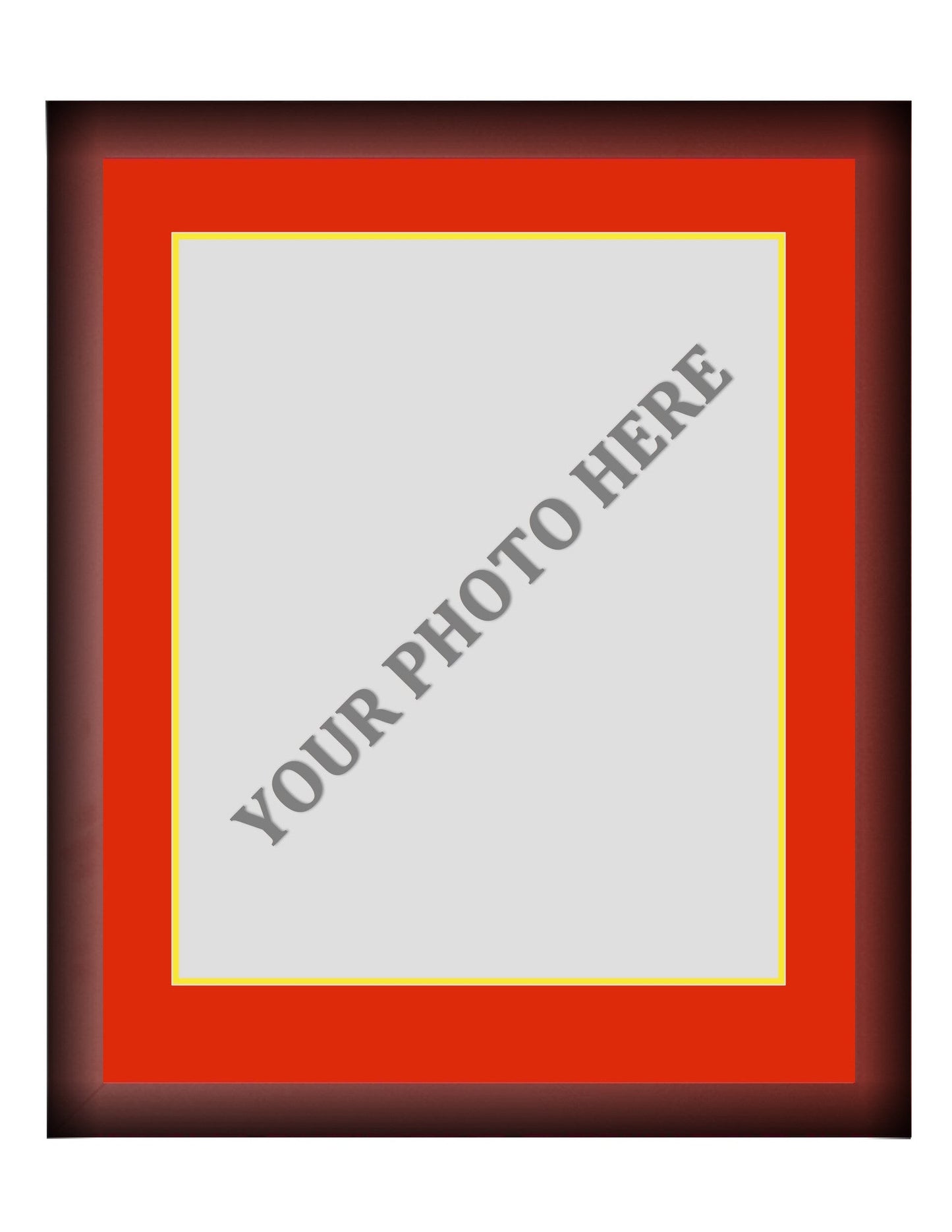 Frame Kit - Cherry Wood Frame | Red Matting | Yellow Trim