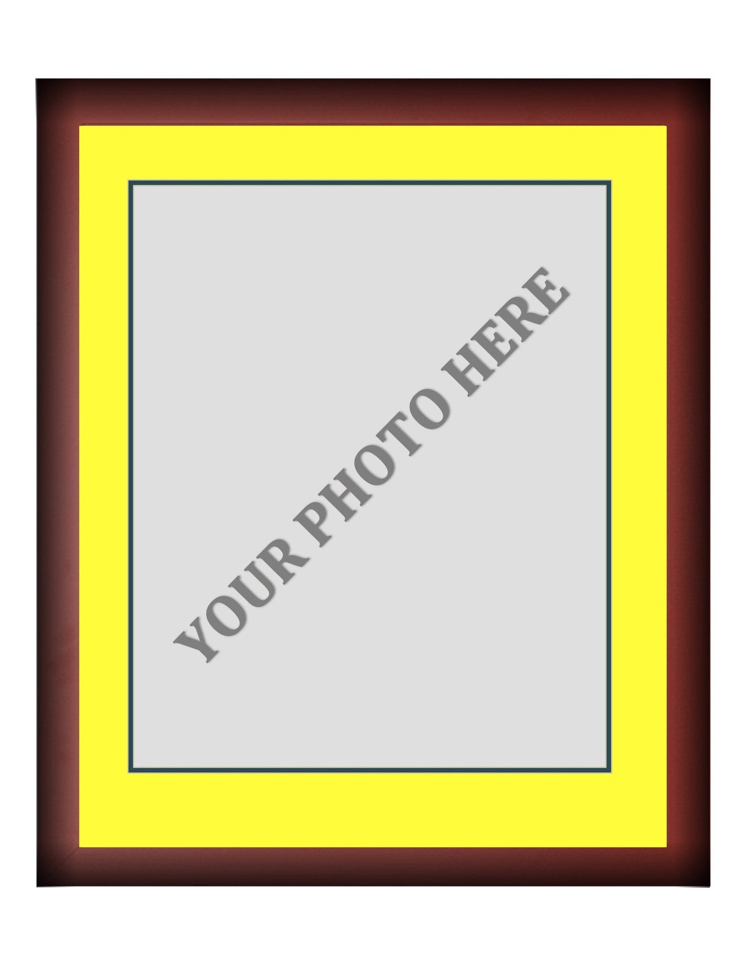 Frame Kit - Cherry Wood Frame | Yellow Matting | Dark Green Trim