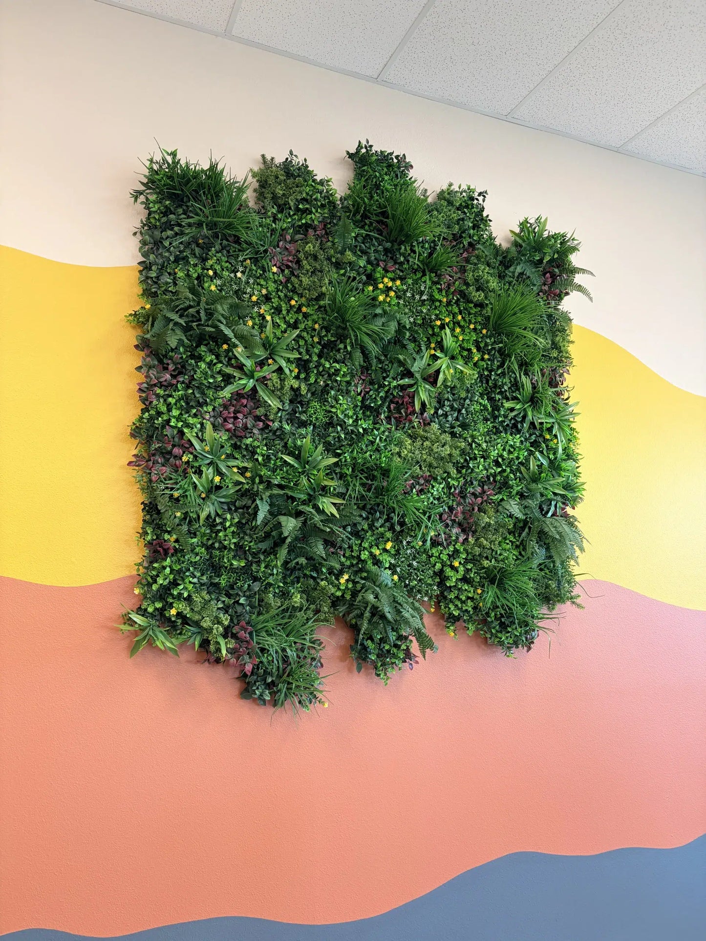 Country Fern Artificial Vertical Garden Green Wall Panel 40×40in 11 SQ FT – UV Resistant – Commercial Grade