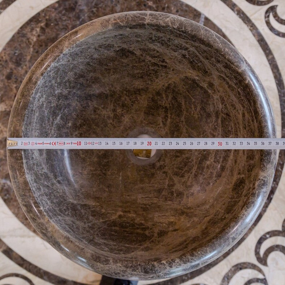 Emperador Brown Natural Stone Marble Drop-in Vessel Sink Polished (D)16" (H)6"