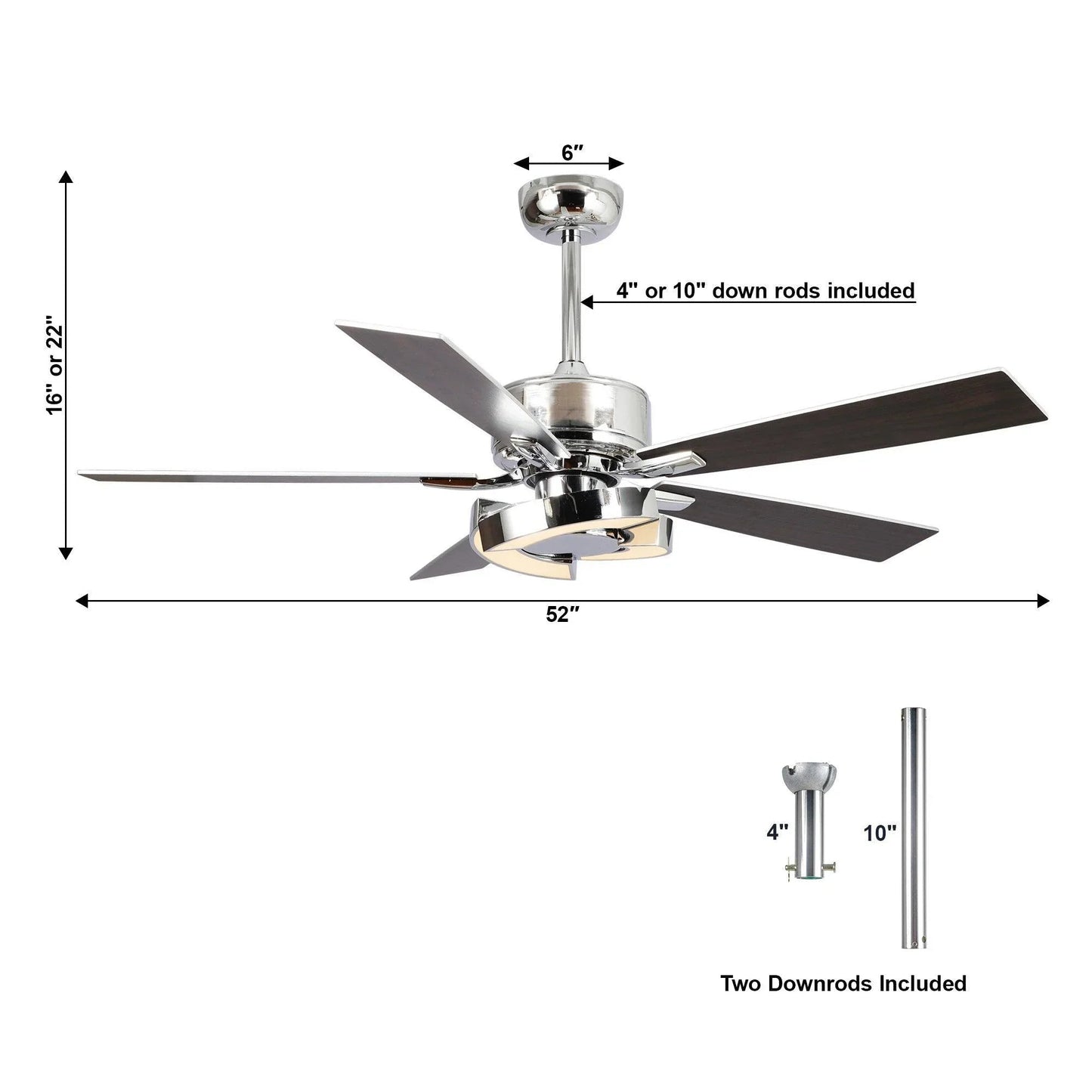 52" Vendome Industrial Downrod Mount Reversible Ceiling Fan with Lighting and Remote Control