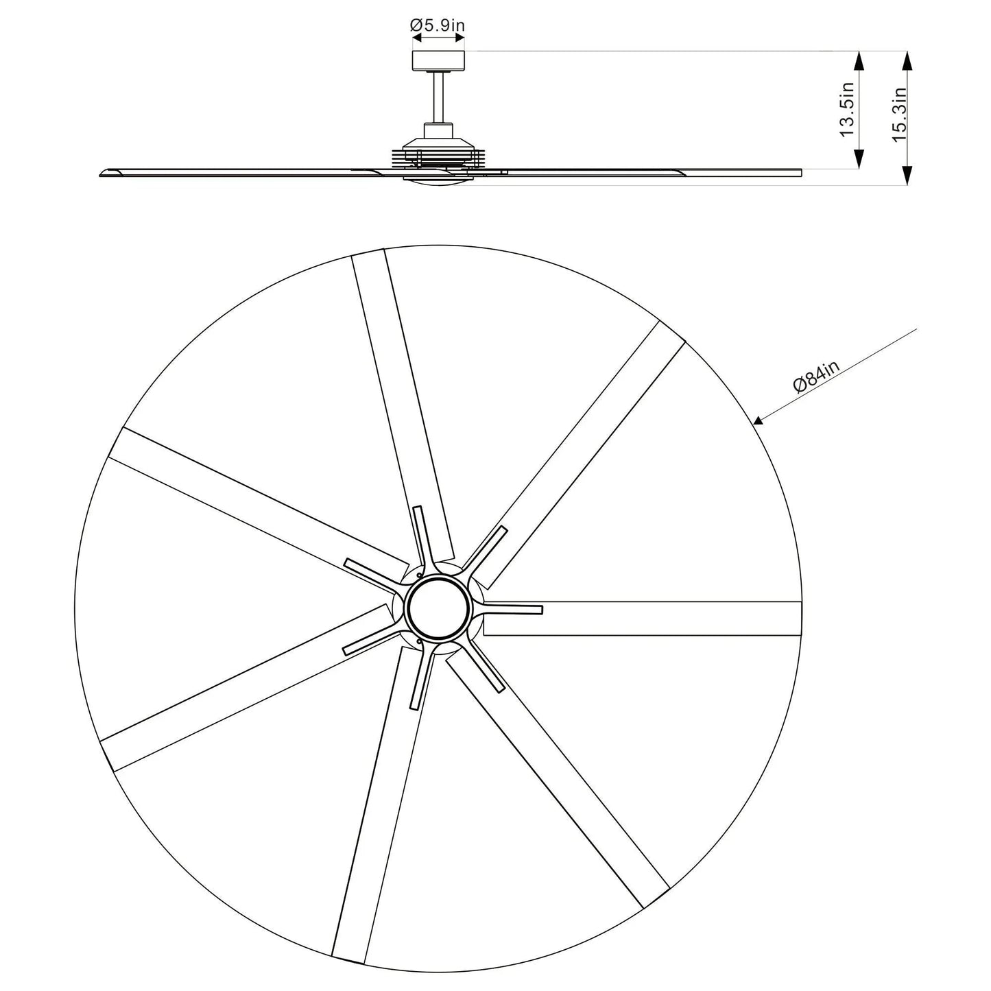 Padus Large Ceiling Fan with Dimmable Light and Remote Control