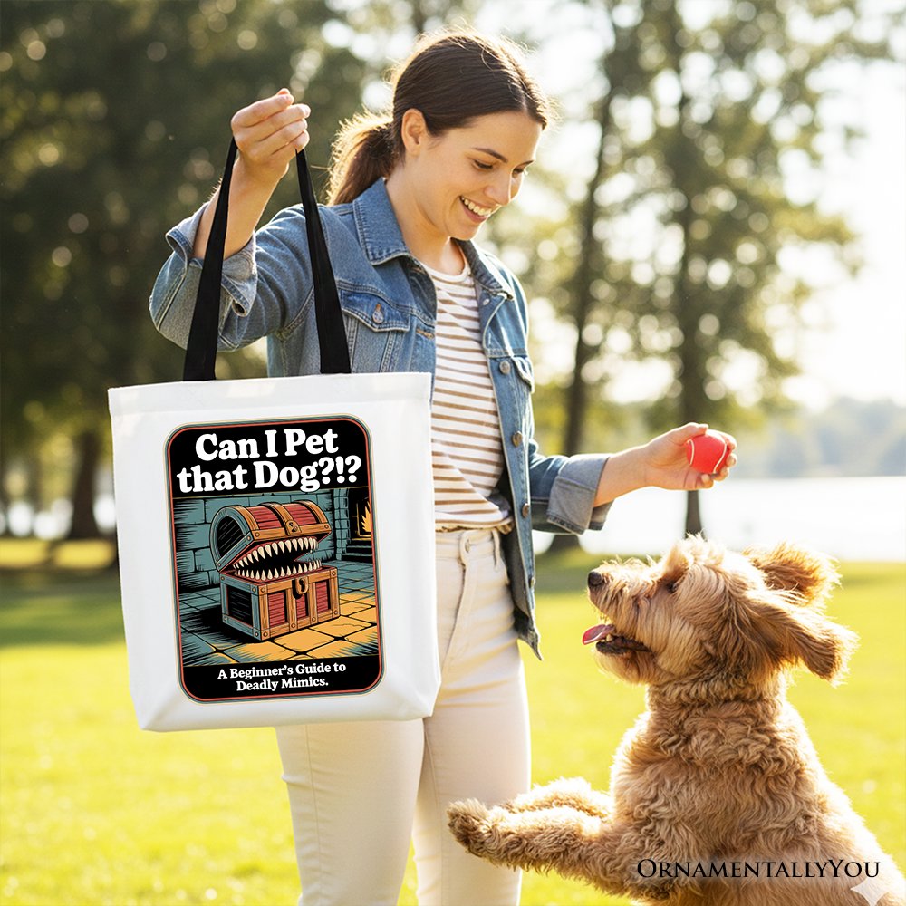 Can I Pet That Dog Retro Tote Bag, Vintage Meme Humor
