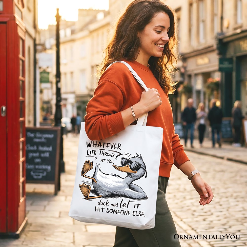 Chill Duck Life Quote Tote Bag, Sarcastic Gift Shopper for Cool People