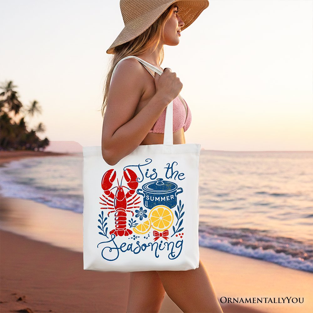 Crawfish Boil Season Summer Tote Bag, Seafood Funny Retro Gift Shopper