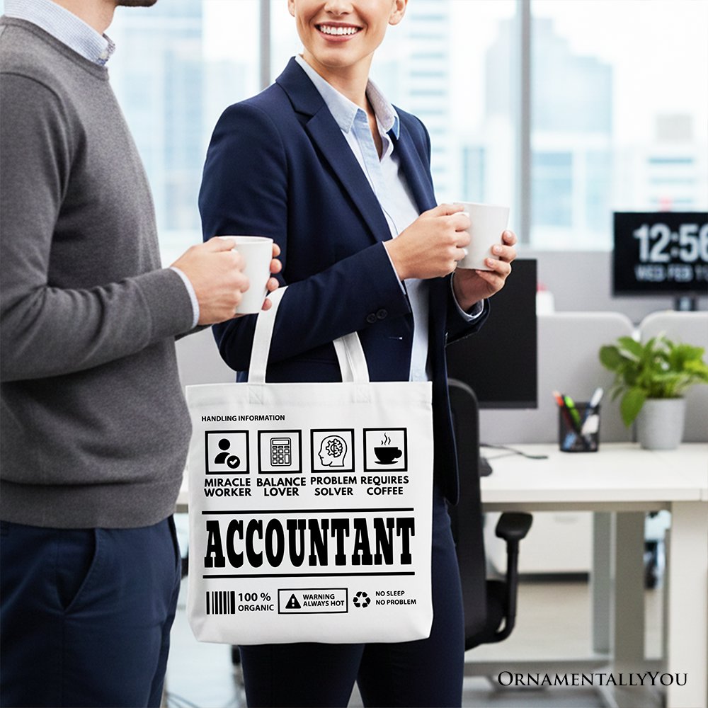 Accountant Nutrition Facts Tote Bag, Bookkeeper Humor Gift Shopper
