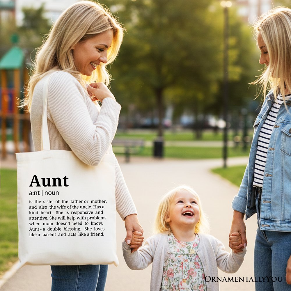 Aunt Definition Canvas Tote Bag, Funny Family Gift Shopper