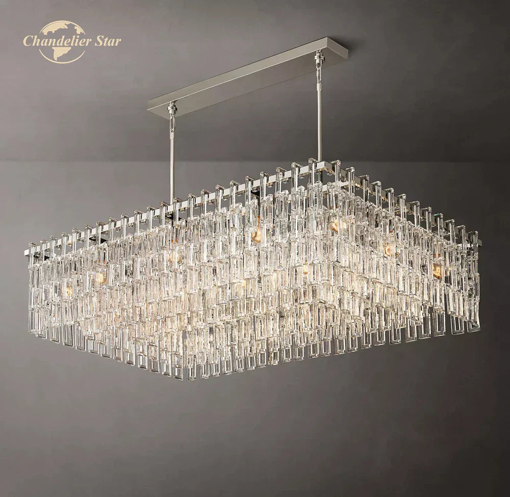 DecorBites™ Black Marignan K9 Crystal Rectangular Chandelier for Living Dining Room