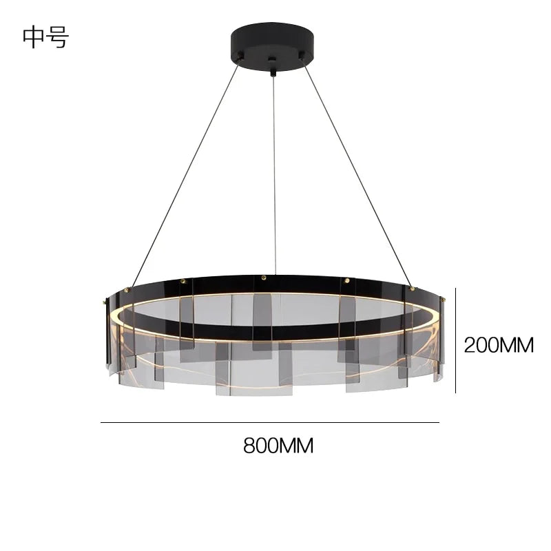 DecorBites™ LED Glass Ring Pendant Lights: Modern Iron Art Hanging Lamps for Home Décor
