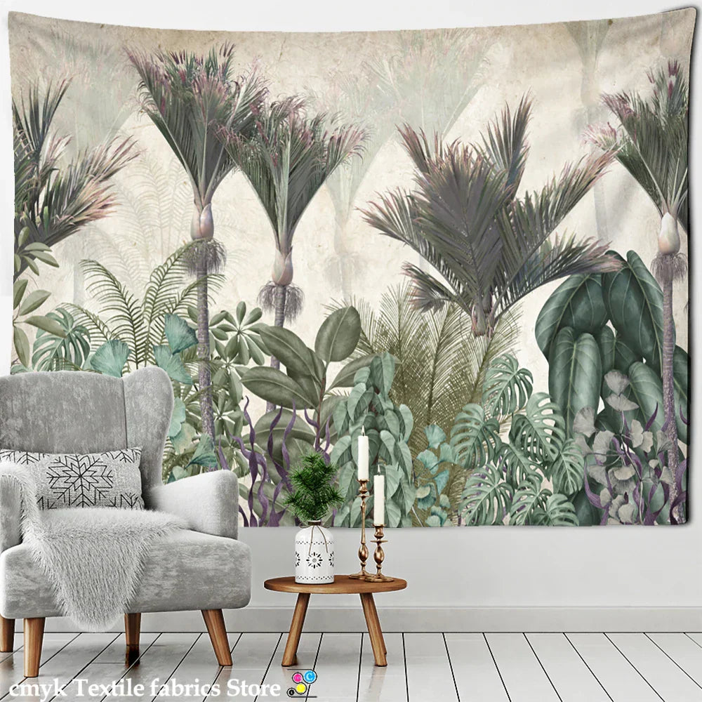 DecorBites™ Banana Tree Tapestry Wall Hanging: Psychedelic Hippie Oil Painting, Tropical Plant Background Boho Decor