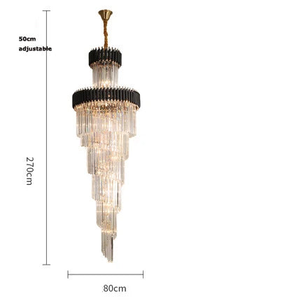 DecorBites™ Crystal Black Clear LED Chandelier Lighting for Staircase Foyer