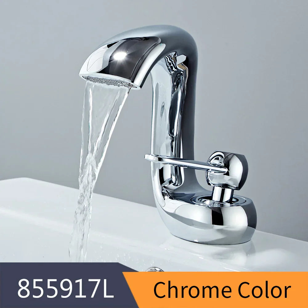 DecorBites™ Gold Basin Faucet: Modern Brass Single Handle Mixer Tap for Bathroom